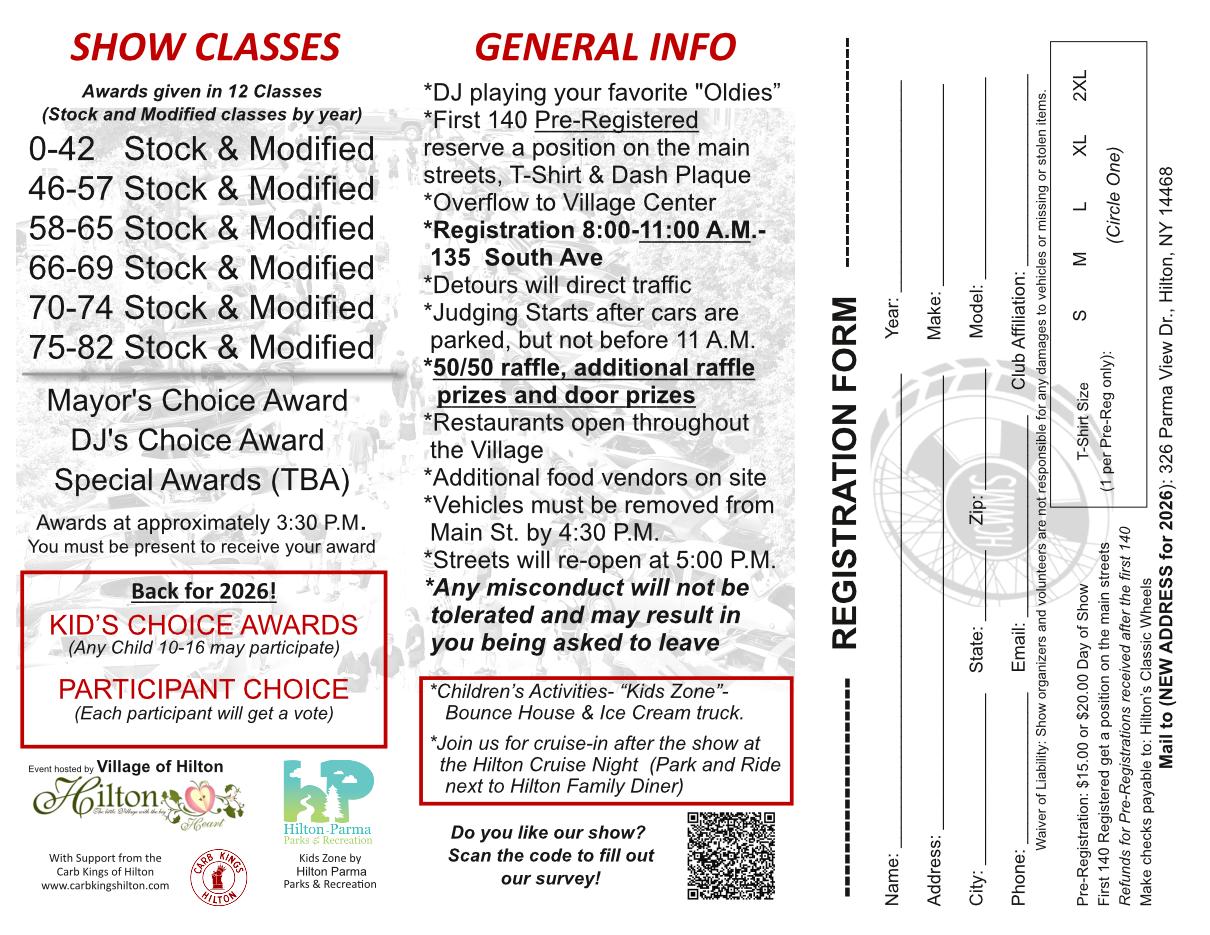 Hilton's Classic Wheels on Main Street Flyer image